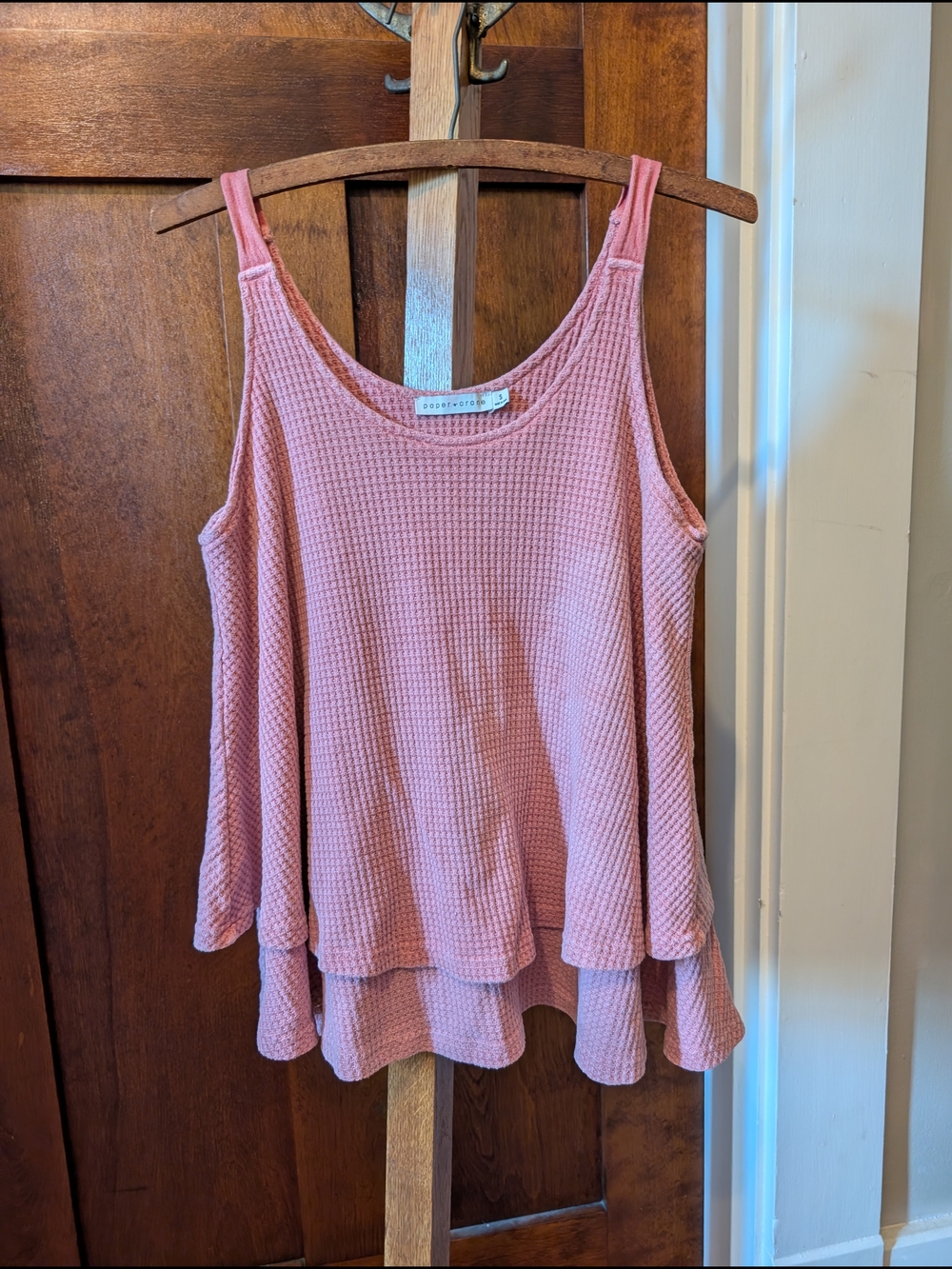 Paper Crane Dusty Rose Waffle Knit Swing Tank